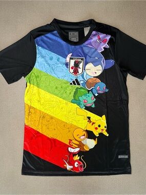 Pokemon Black Short Sleeve Tee with Rainbow Diagonal Pokémon Graphic